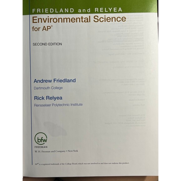 Environmental Science for AP by Friedland and Relyea Rick 2nd Edition (Bx X) - Picture 5 of 8